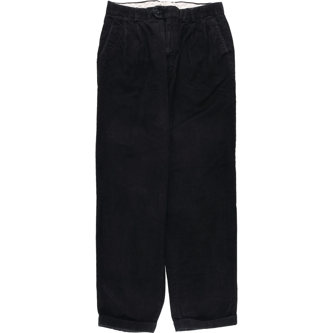 Blue Two-pleat Corduroy Pants Men's Size W32 cotton black type Vintage Second Hand