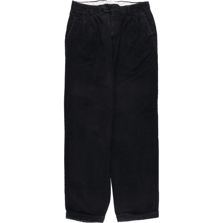 Blue Two-pleat Corduroy Pants Men's Size W32 cotton black type Vintage Second Hand