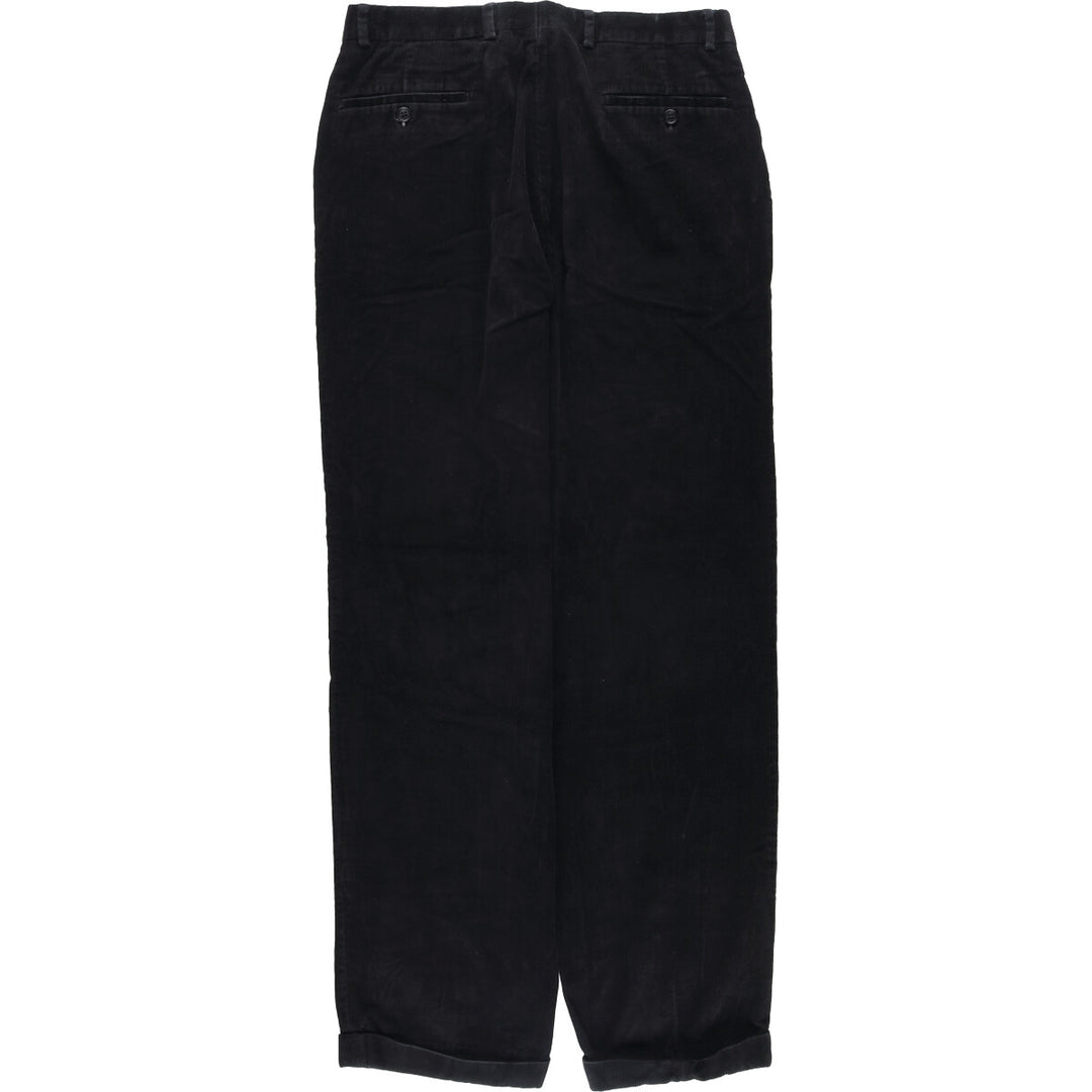 Blue Two-pleat Corduroy Pants Men's Size W32 cotton black type Vintage Second Hand