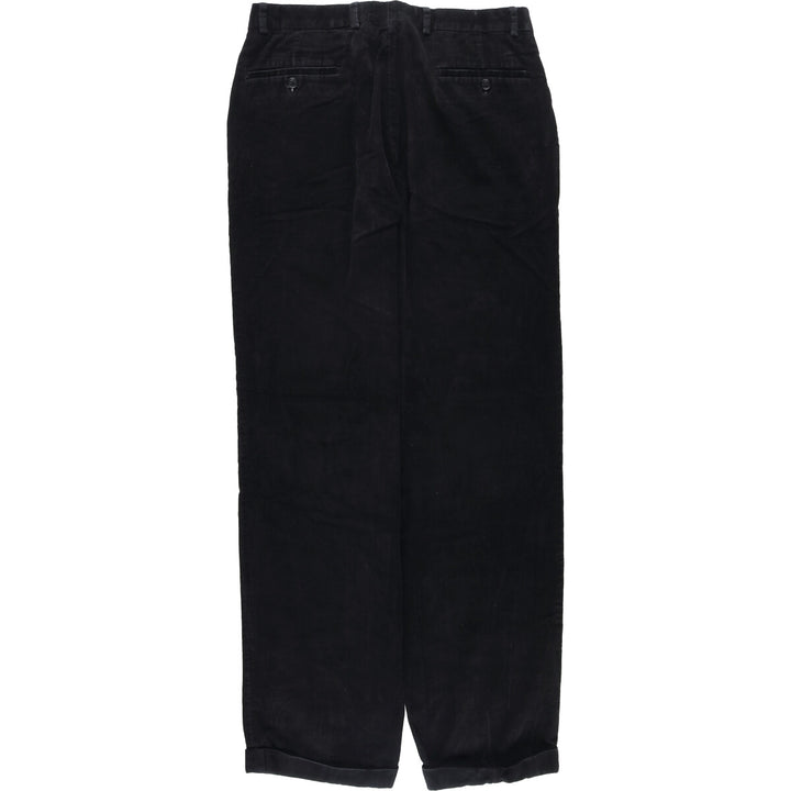 Blue Two-pleat Corduroy Pants Men's Size W32 cotton black type Vintage Second Hand