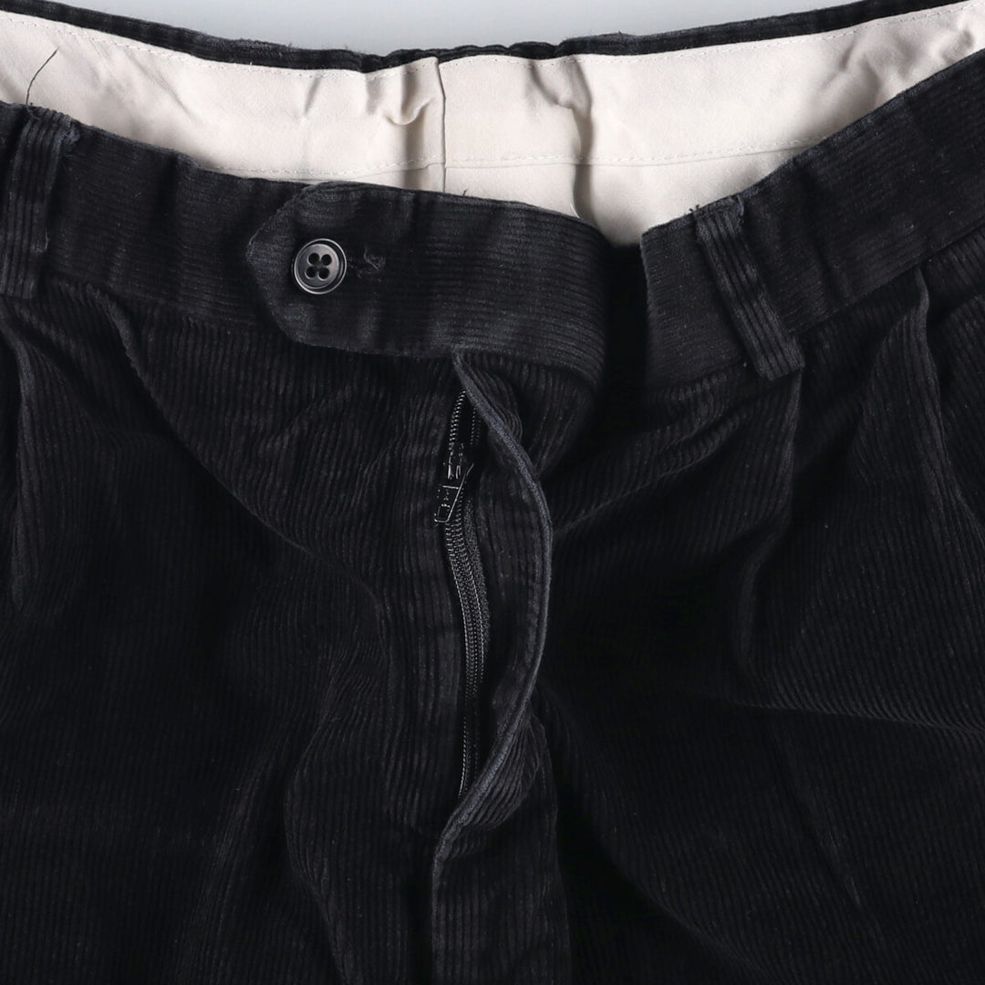 Blue Two-pleat Corduroy Pants Men's Size W32 cotton black type Vintage Second Hand