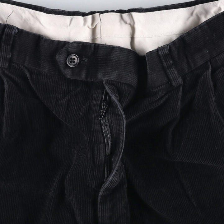 Blue Two-pleat Corduroy Pants Men's Size W32 cotton black type Vintage Second Hand