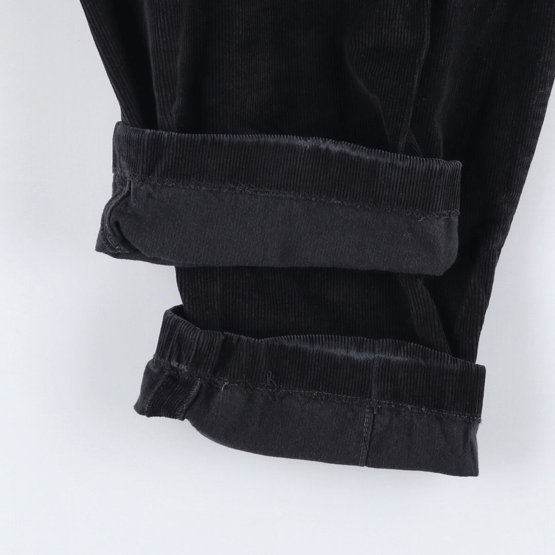Blue Two-pleat Corduroy Pants Men's Size W32 cotton black type Vintage Second Hand