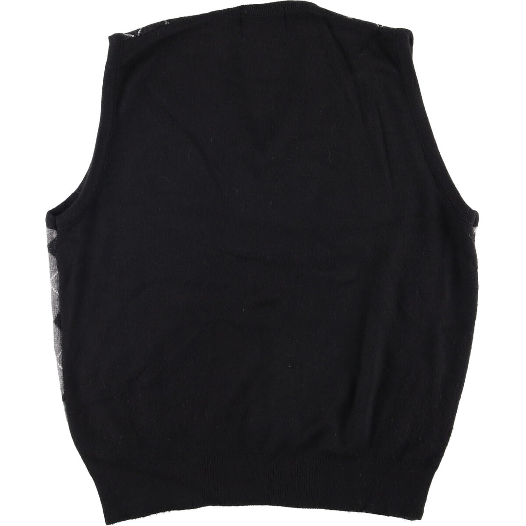 Vintage Briardiff Diamond Pattern V-Neck Acrylic Knit Vest, Made in the USA, Men's Size L acrylic black type Vintage Second Hand