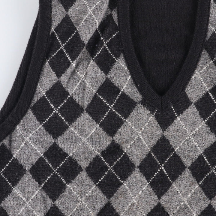 Vintage Briardiff Diamond Pattern V-Neck Acrylic Knit Vest, Made in the USA, Men's Size L acrylic black type Vintage Second Hand