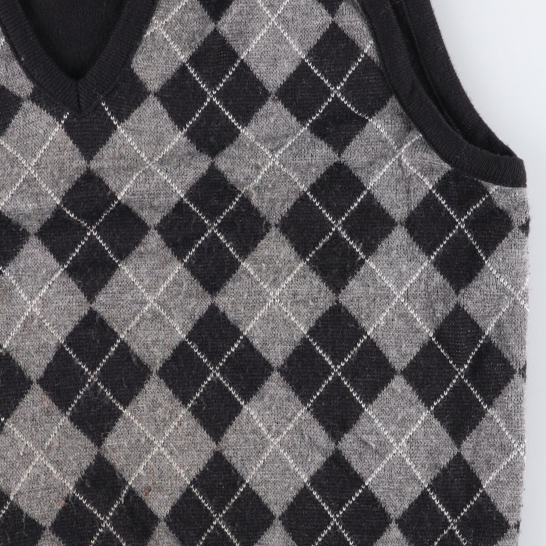 Vintage Briardiff Diamond Pattern V-Neck Acrylic Knit Vest, Made in the USA, Men's Size L acrylic black type Vintage Second Hand
