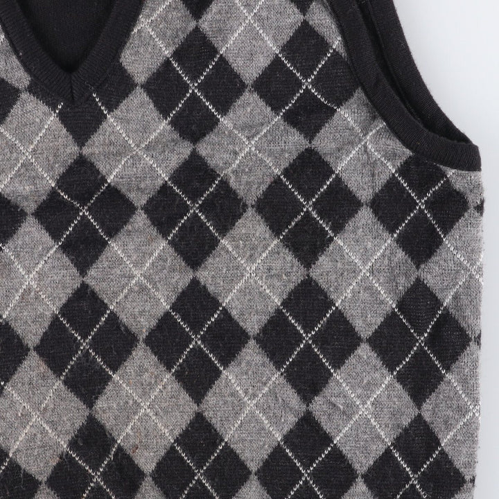 Vintage Briardiff Diamond Pattern V-Neck Acrylic Knit Vest, Made in the USA, Men's Size L acrylic black type Vintage Second Hand
