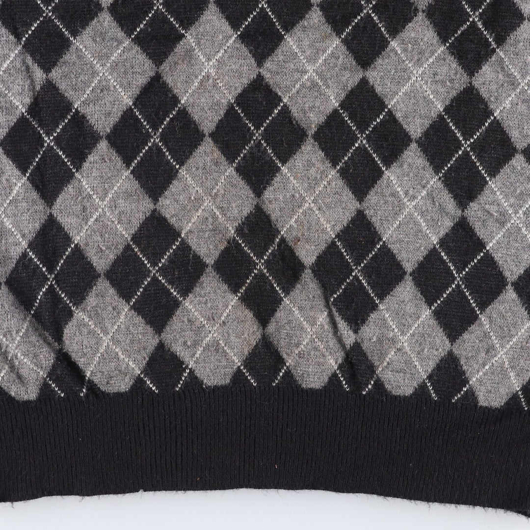 Vintage Briardiff Diamond Pattern V-Neck Acrylic Knit Vest, Made in the USA, Men's Size L acrylic black type Vintage Second Hand