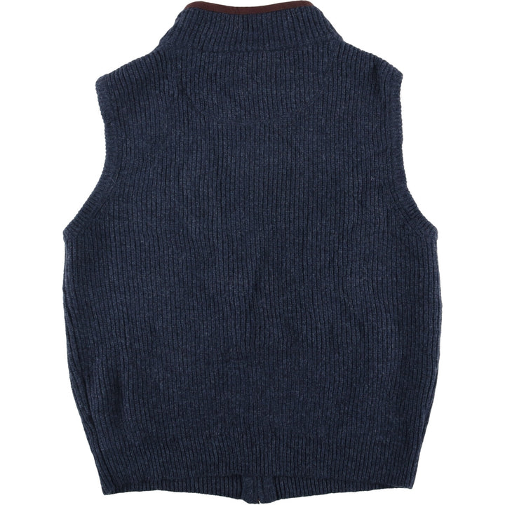 90s-00'S LLBean Open-Front Wool Knit Vest, Men's Size L Lamb wool navy blue type Vintage Second Hand
