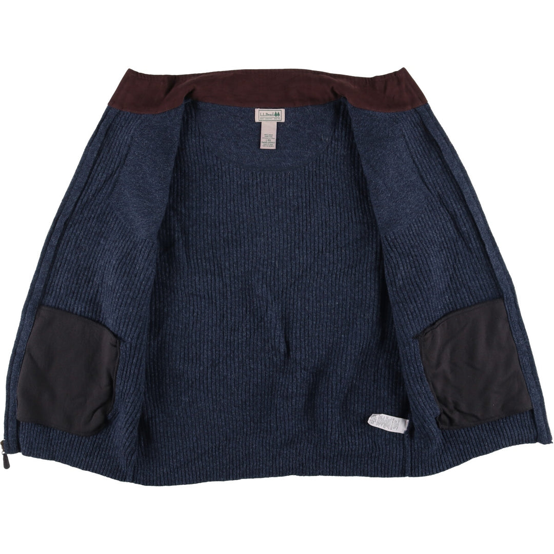 90s-00'S LLBean Open-Front Wool Knit Vest, Men's Size L Lamb wool navy blue type Vintage Second Hand