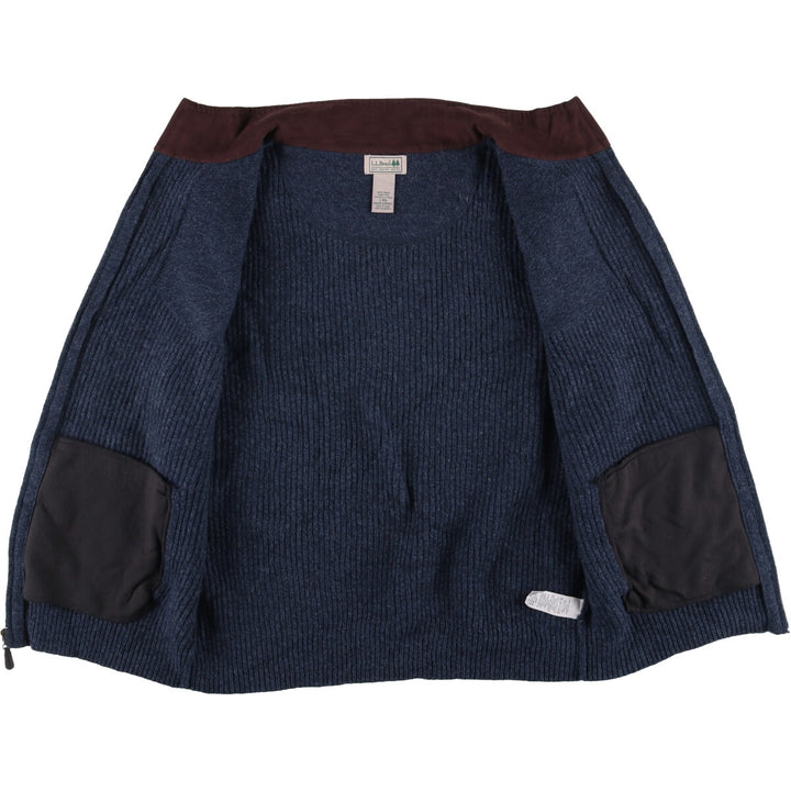 90s-00'S LLBean Open-Front Wool Knit Vest, Men's Size L Lamb wool navy blue type Vintage Second Hand