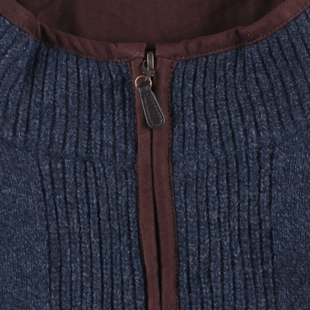 90s-00'S LLBean Open-Front Wool Knit Vest, Men's Size L Lamb wool navy blue type Vintage Second Hand