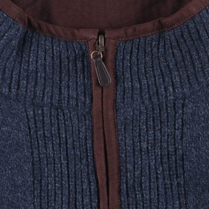 90s-00'S LLBean Open-Front Wool Knit Vest, Men's Size L Lamb wool navy blue type Vintage Second Hand