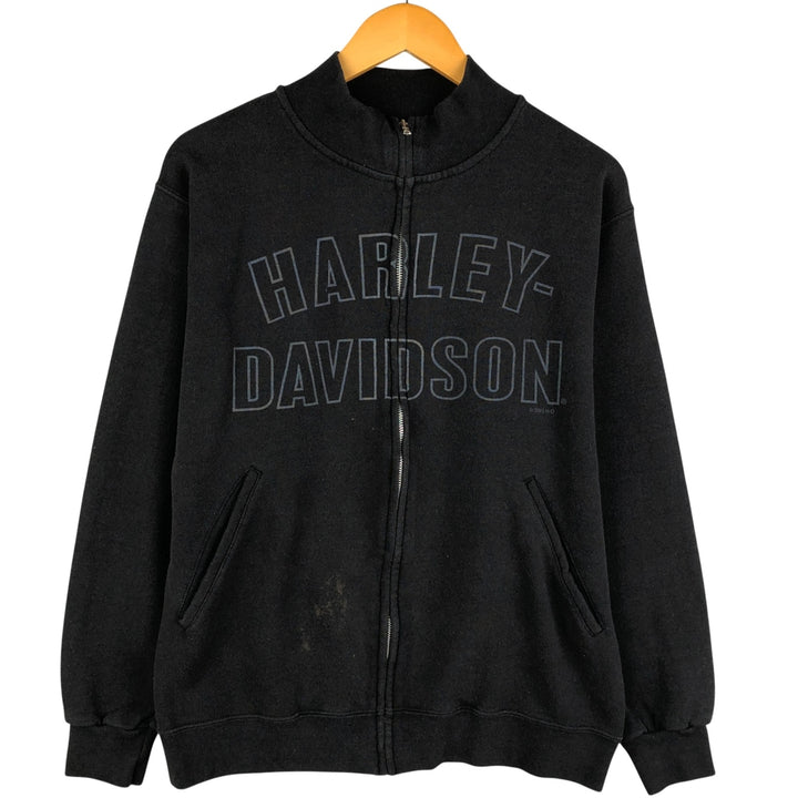 2000'S Harley-Davidson Fire Pattern Full-Zip Sweatshirt, Men's Size Medium cotton black type Vintage Second Hand
