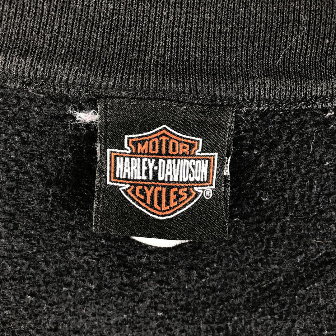 2000'S Harley-Davidson Fire Pattern Full-Zip Sweatshirt, Men's Size Medium cotton black type Vintage Second Hand