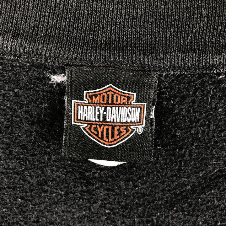 2000'S Harley-Davidson Fire Pattern Full-Zip Sweatshirt, Men's Size Medium cotton black type Vintage Second Hand