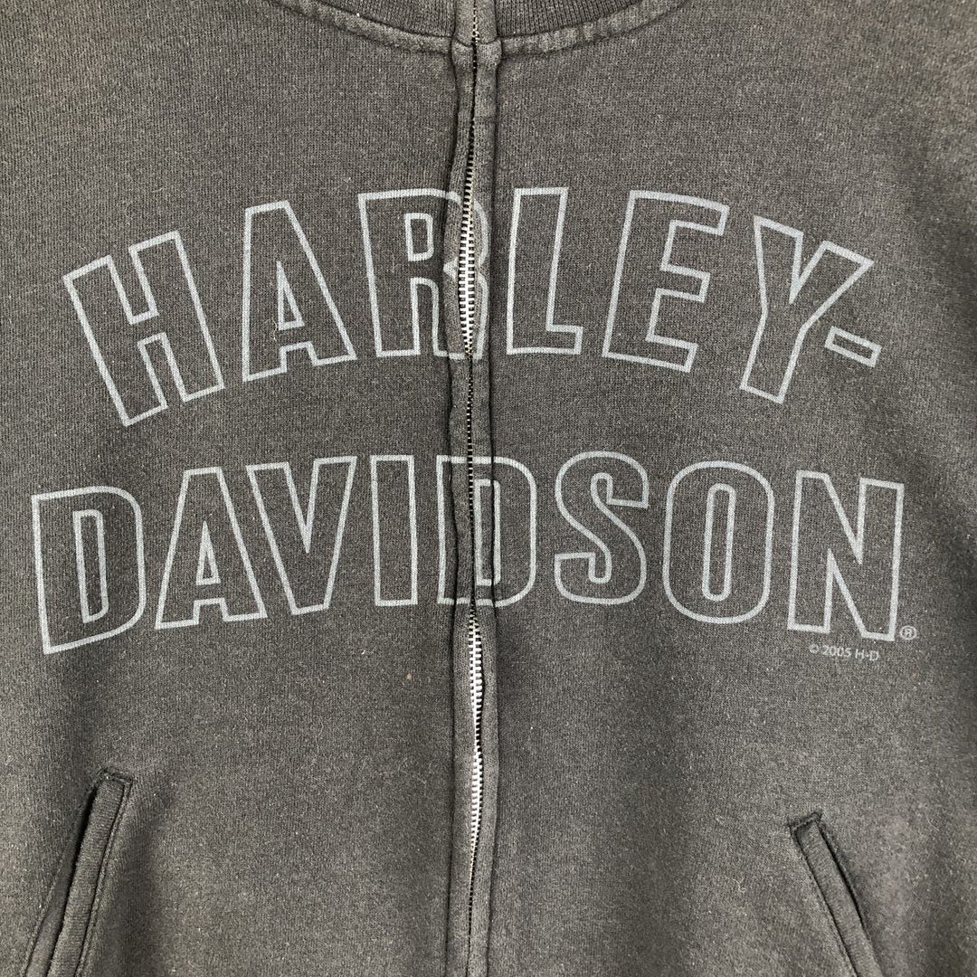 2000'S Harley-Davidson Fire Pattern Full-Zip Sweatshirt, Men's Size Medium cotton black type Vintage Second Hand