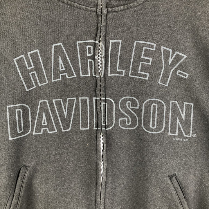 2000'S Harley-Davidson Fire Pattern Full-Zip Sweatshirt, Men's Size Medium cotton black type Vintage Second Hand