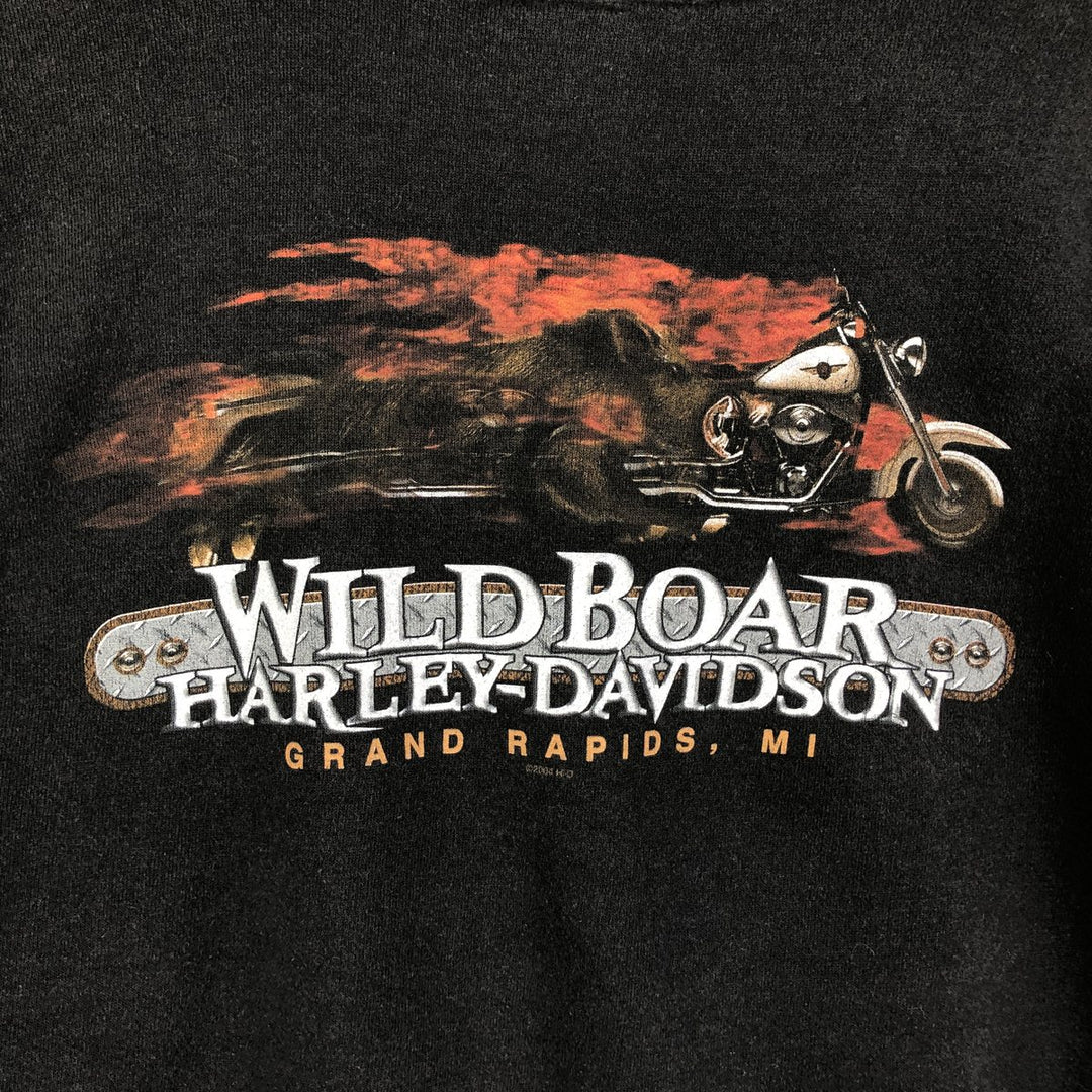 2000'S Harley-Davidson Fire Pattern Full-Zip Sweatshirt, Men's Size Medium cotton black type Vintage Second Hand