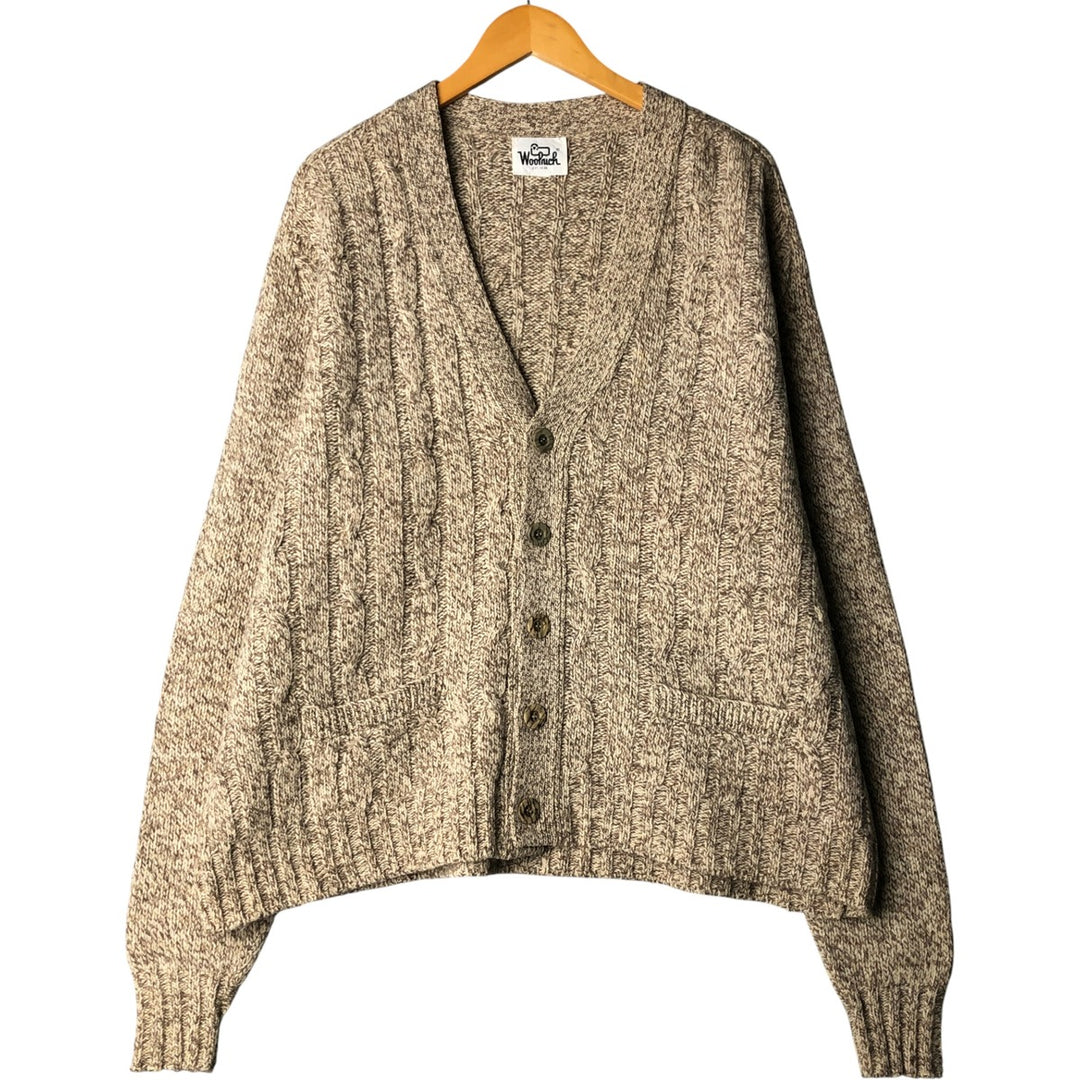 Vintage 1970'S WOOLRICH cable knit wool cardigan, men's size XL unclear Beige type Vintage Second Hand