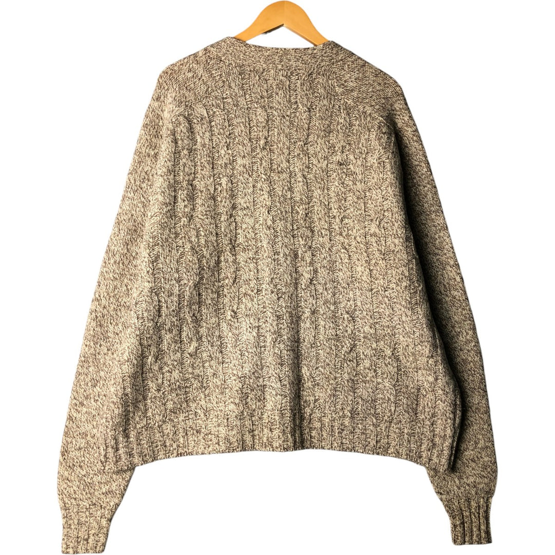 Vintage 1970'S WOOLRICH cable knit wool cardigan, men's size XL unclear Beige type Vintage Second Hand