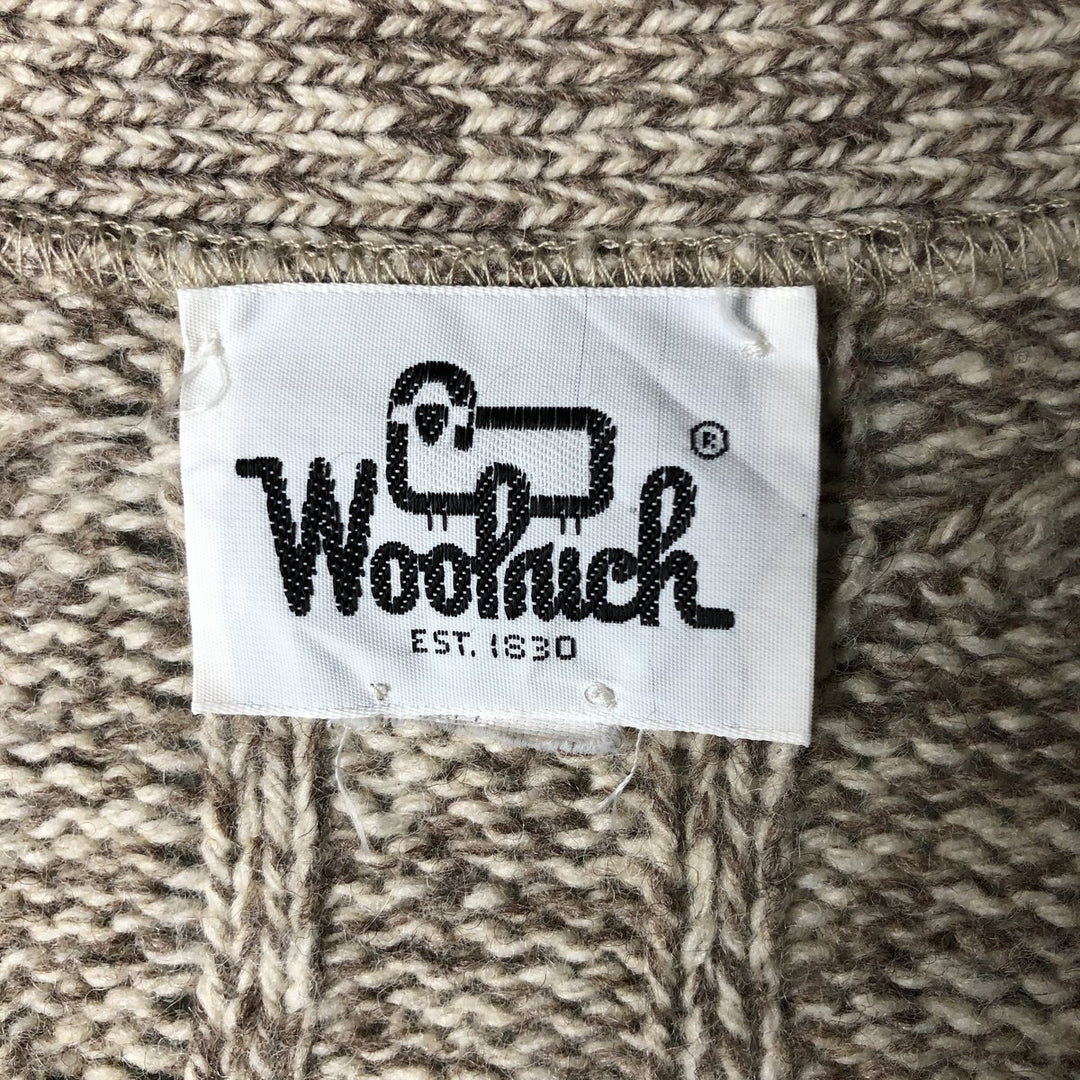 Vintage 1970'S WOOLRICH cable knit wool cardigan, men's size XL unclear Beige type Vintage Second Hand