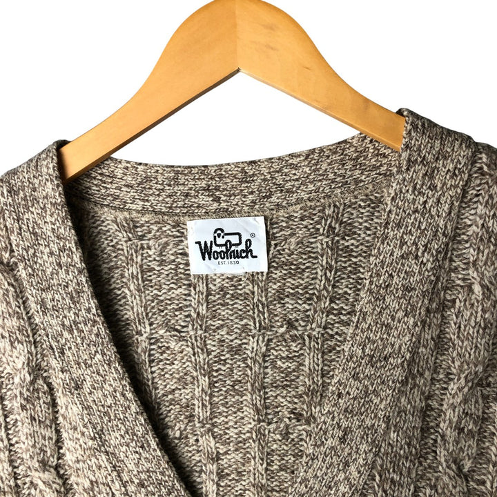 Vintage 1970'S WOOLRICH cable knit wool cardigan, men's size XL unclear Beige type Vintage Second Hand