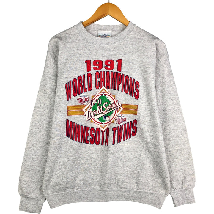 Vintage 90'S Velva Sheen MLB Minnesota Twins Print Sweatshirt, Made in USA, Men's Size XL cotton gray type Vintage Second Hand