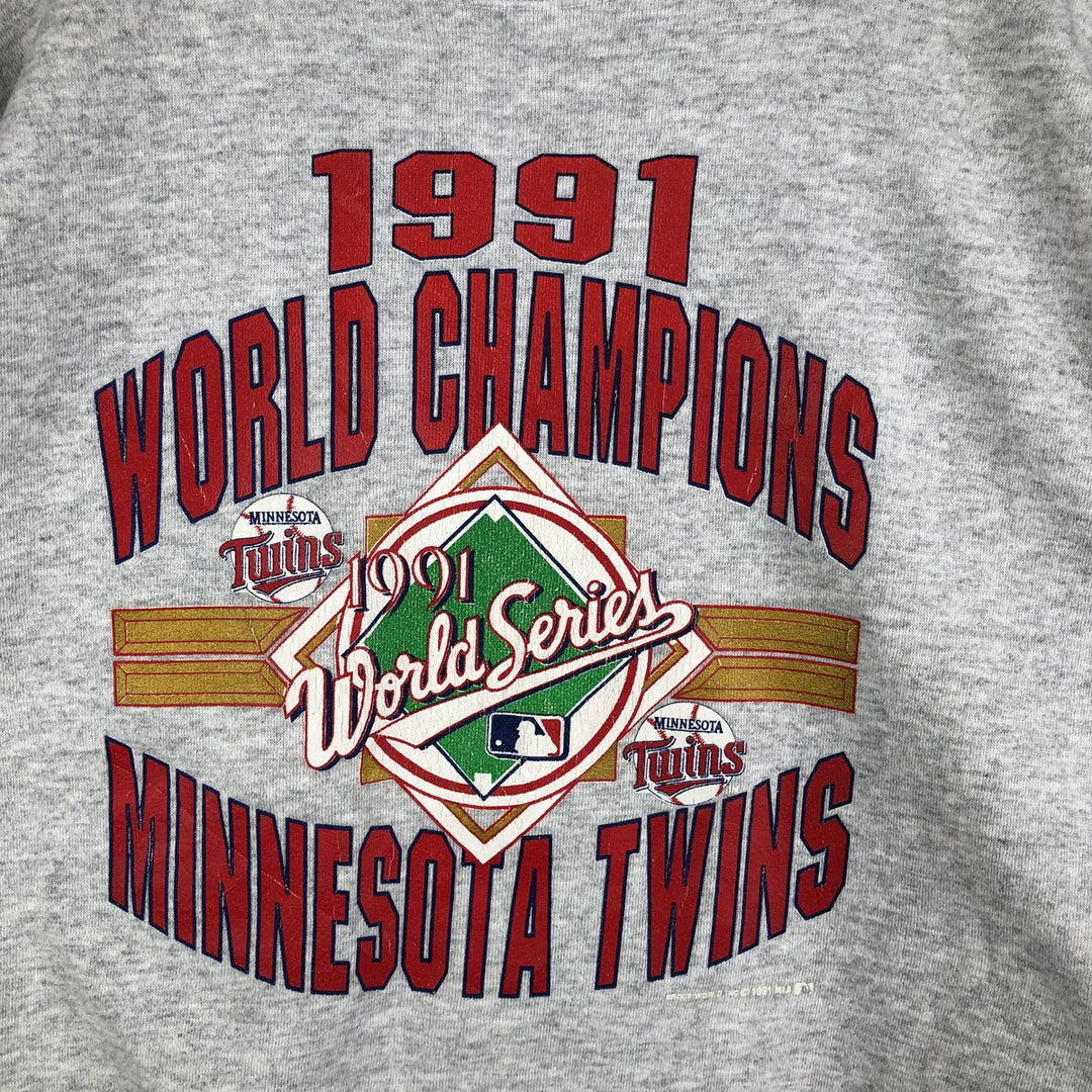 Vintage 90'S Velva Sheen MLB Minnesota Twins Print Sweatshirt, Made in USA, Men's Size XL cotton gray type Vintage Second Hand