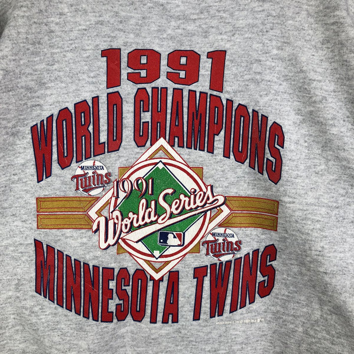 Vintage 90'S Velva Sheen MLB Minnesota Twins Print Sweatshirt, Made in USA, Men's Size XL cotton gray type Vintage Second Hand