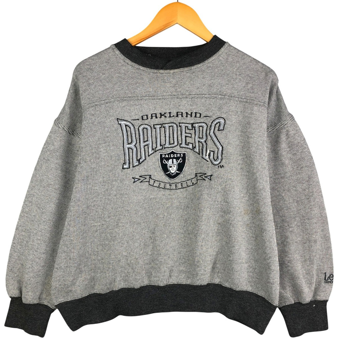 90s-00'S Lee SPORT Striped V-Neck NFL Las Vegas Raiders Sweatshirt, Men's Size L polyester white type Vintage Second Hand