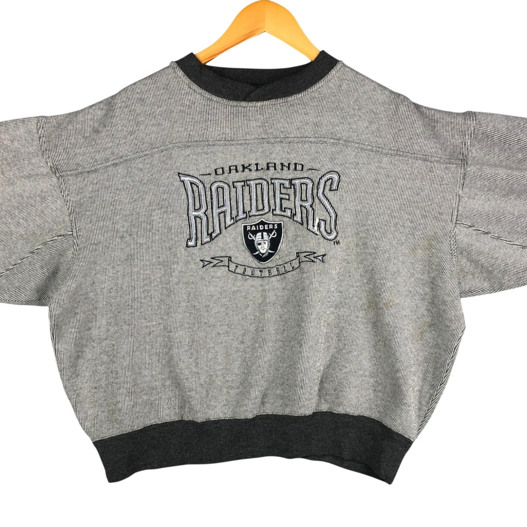 90s-00'S Lee SPORT Striped V-Neck NFL Las Vegas Raiders Sweatshirt, Men's Size L polyester white type Vintage Second Hand