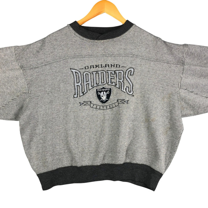 90s-00'S Lee SPORT Striped V-Neck NFL Las Vegas Raiders Sweatshirt, Men's Size L polyester white type Vintage Second Hand