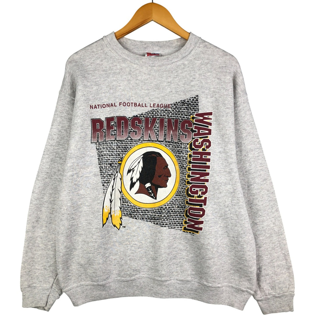 90s-00'S Hanes ACTIVEWEAR NFL Washington Redskins Print Sweatshirt, Made in USA, Men's Size XL cotton gray type Vintage Second Hand