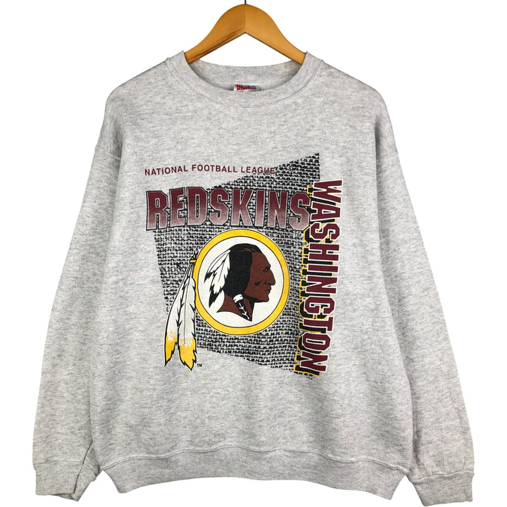 90s-00'S Hanes ACTIVEWEAR NFL Washington Redskins Print Sweatshirt, Made in USA, Men's Size XL cotton gray type Vintage Second Hand