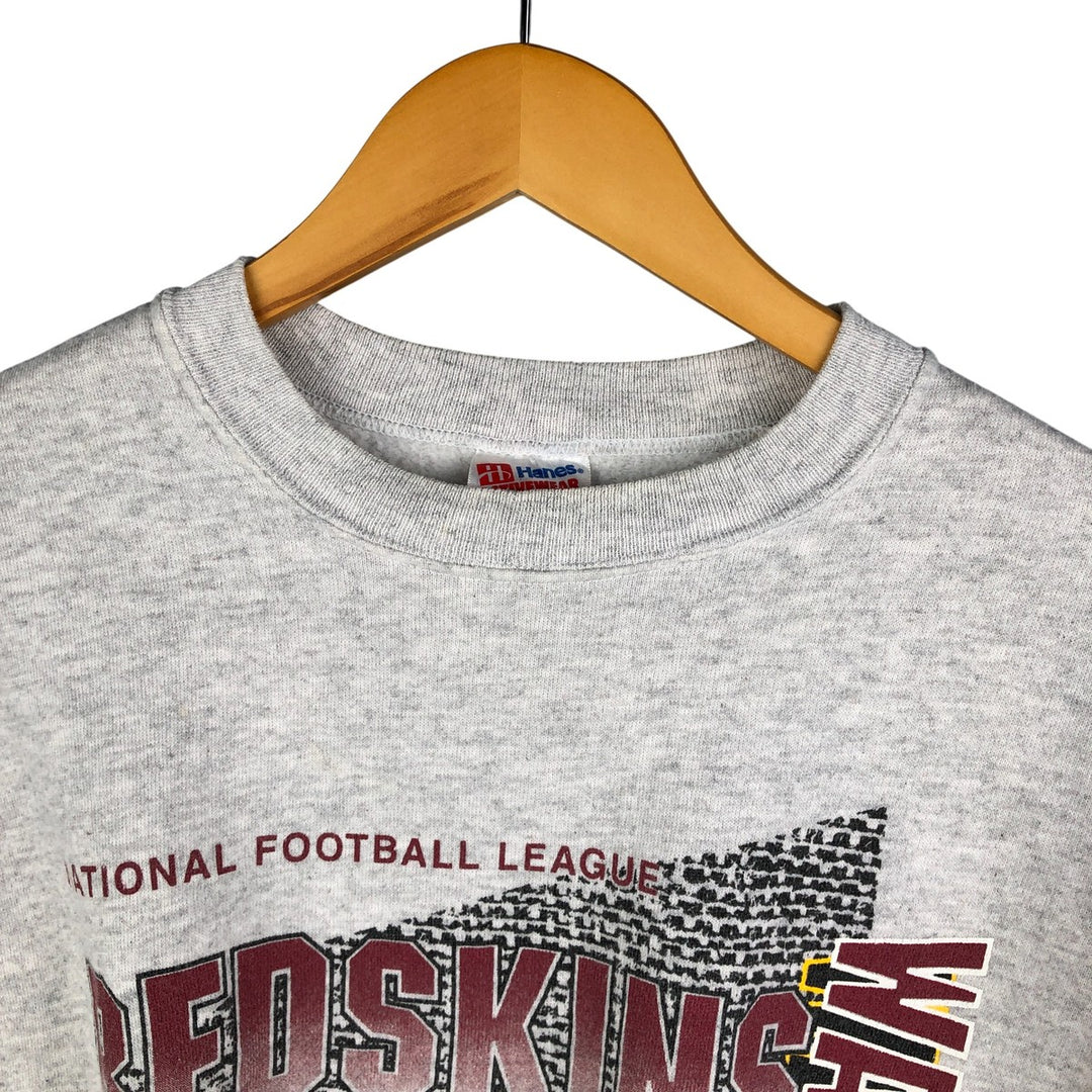 90s-00'S Hanes ACTIVEWEAR NFL Washington Redskins Print Sweatshirt, Made in USA, Men's Size XL cotton gray type Vintage Second Hand
