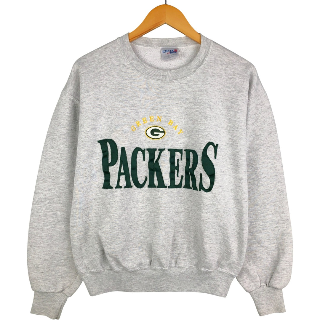 90'S Chalk Line NFL Green Bay Packers Sweatshirt, Made in USA, Men's Size Medium cotton gray type Vintage Second Hand