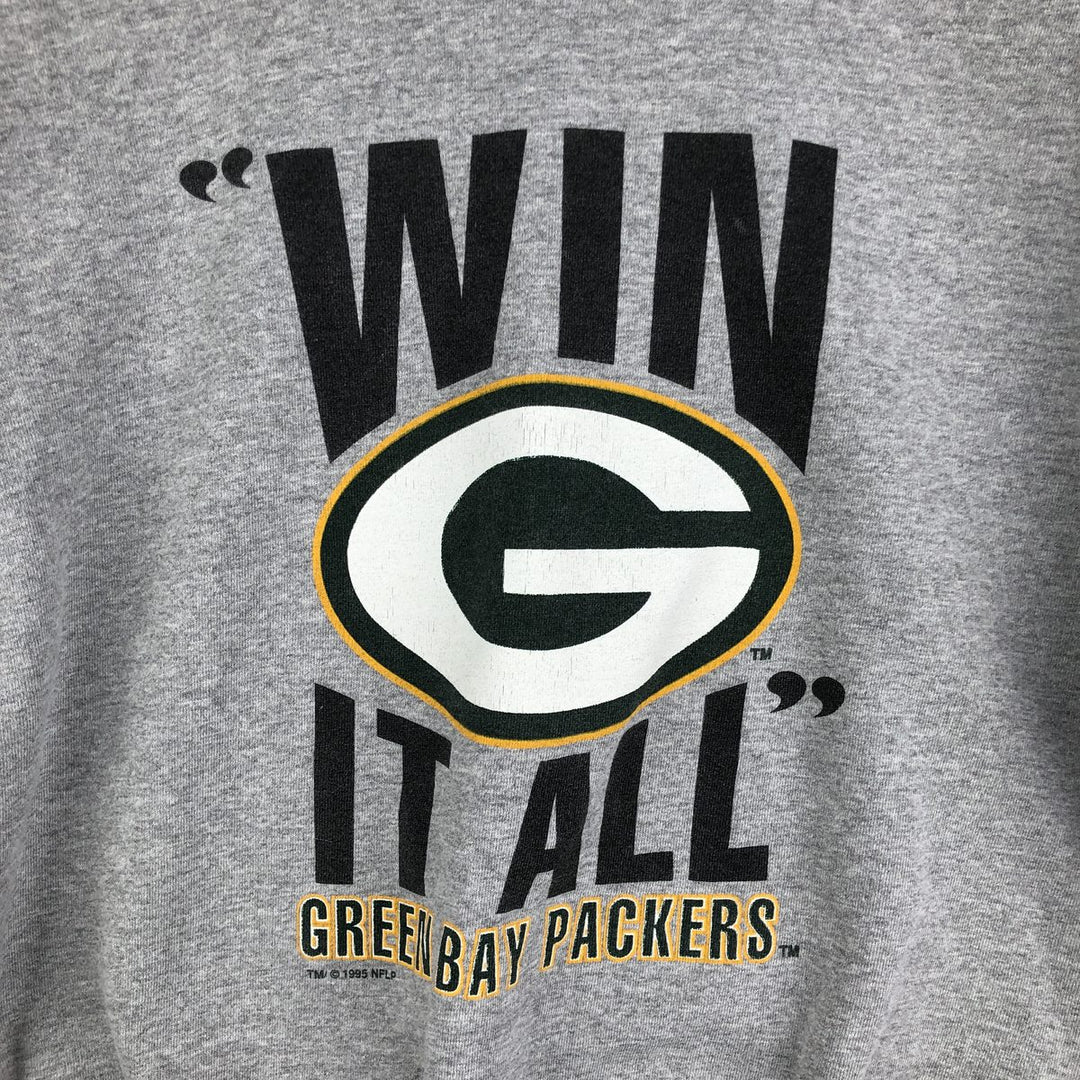 90'S Starter NFL Green Bay Packers Printed Sweatshirt, Made in USA, Men's Size L cotton gray type Vintage Second Hand