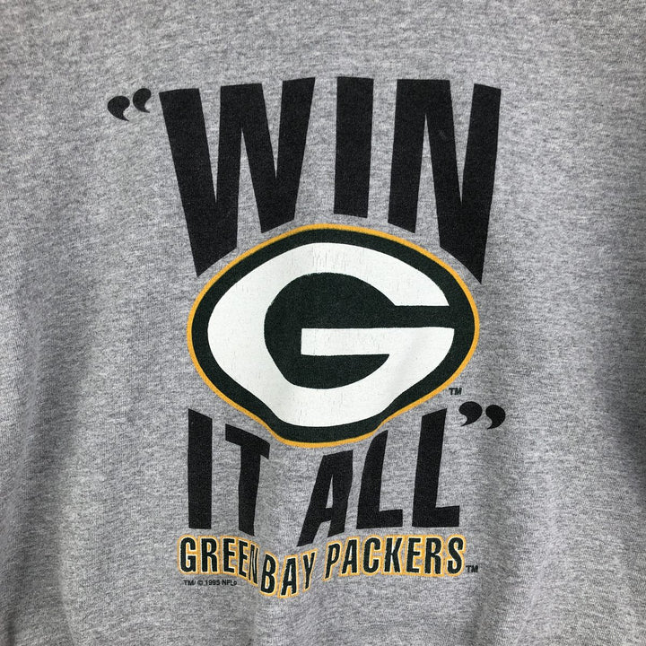 90'S Starter NFL Green Bay Packers Printed Sweatshirt, Made in USA, Men's Size L cotton gray type Vintage Second Hand