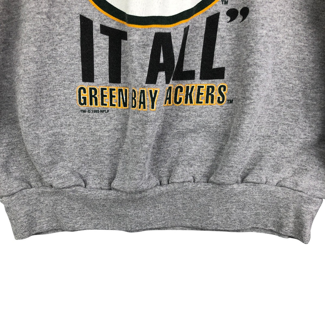 90'S Starter NFL Green Bay Packers Printed Sweatshirt, Made in USA, Men's Size L cotton gray type Vintage Second Hand
