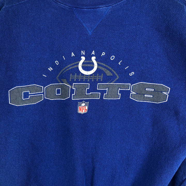 90s-00'S Puma NFL Indianapolis Colts Print Sweatshirt, Made in USA, Men's Size Medium cotton blue type Vintage Second Hand