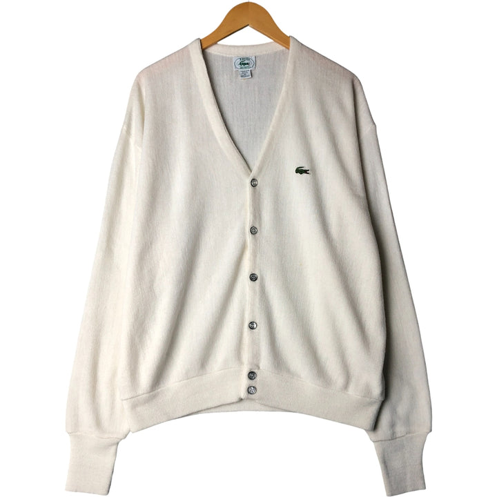 80s-90'S Lacoste IZOD Acrylic Knit Cardigan Made in USA Men's XL Vintage Oron Acrylic pale white type Vintage Second Hand