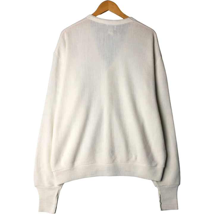 80s-90'S Lacoste IZOD Acrylic Knit Cardigan Made in USA Men's XL Vintage Oron Acrylic pale white type Vintage Second Hand
