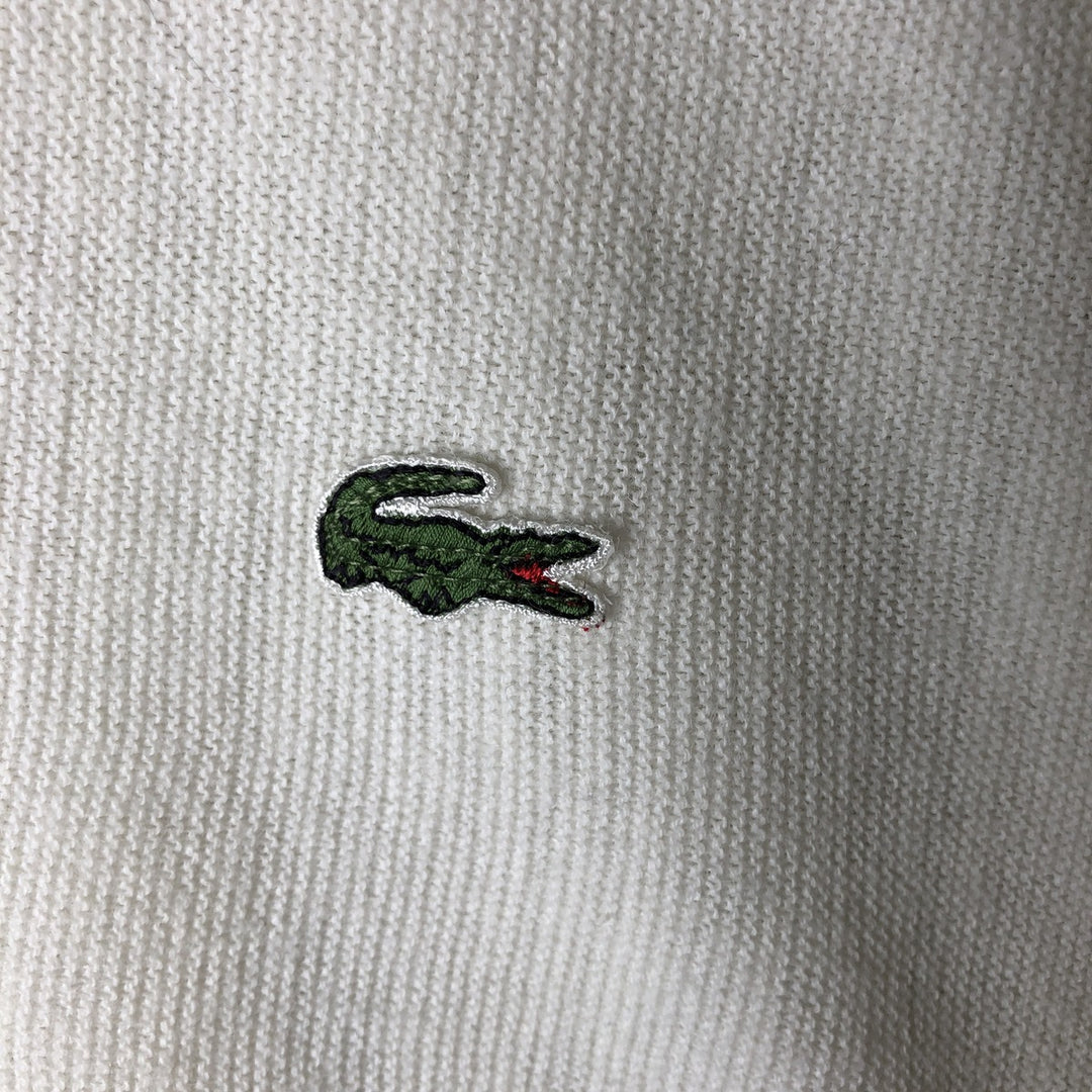 80s-90'S Lacoste IZOD Acrylic Knit Cardigan Made in USA Men's XL Vintage Oron Acrylic pale white type Vintage Second Hand