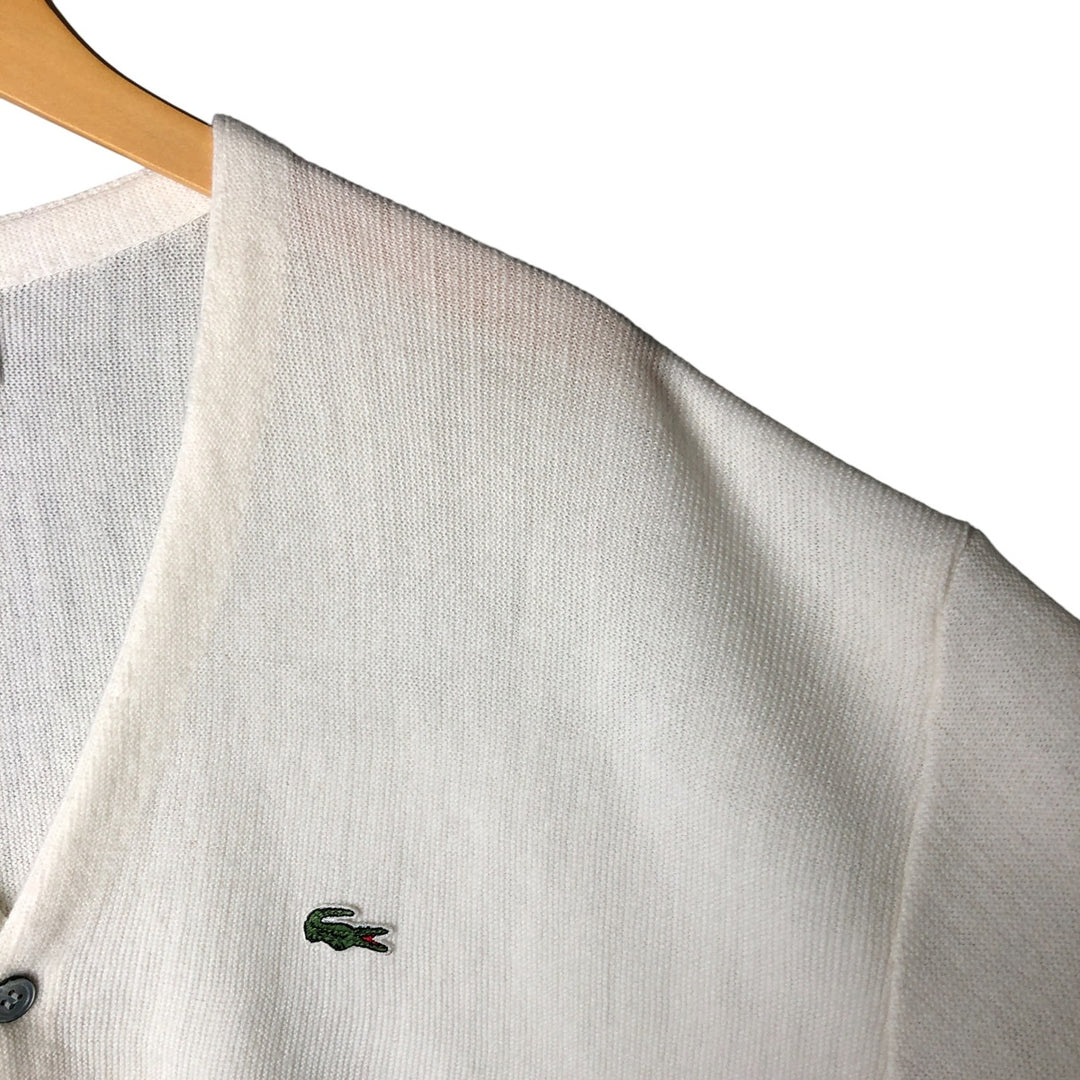 80s-90'S Lacoste IZOD Acrylic Knit Cardigan Made in USA Men's XL Vintage Oron Acrylic pale white type Vintage Second Hand