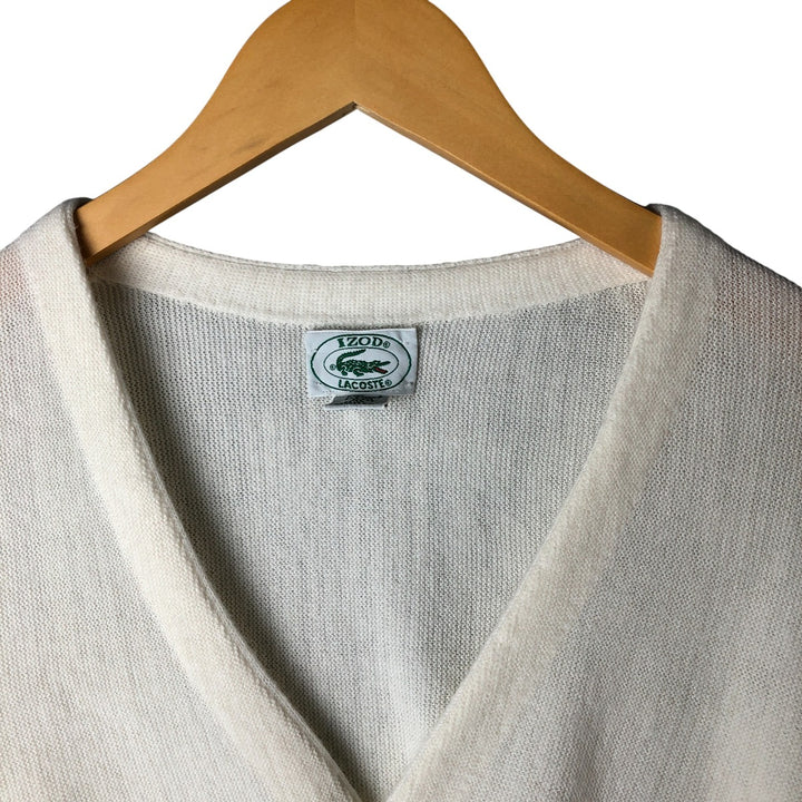 80s-90'S Lacoste IZOD Acrylic Knit Cardigan Made in USA Men's XL Vintage Oron Acrylic pale white type Vintage Second Hand