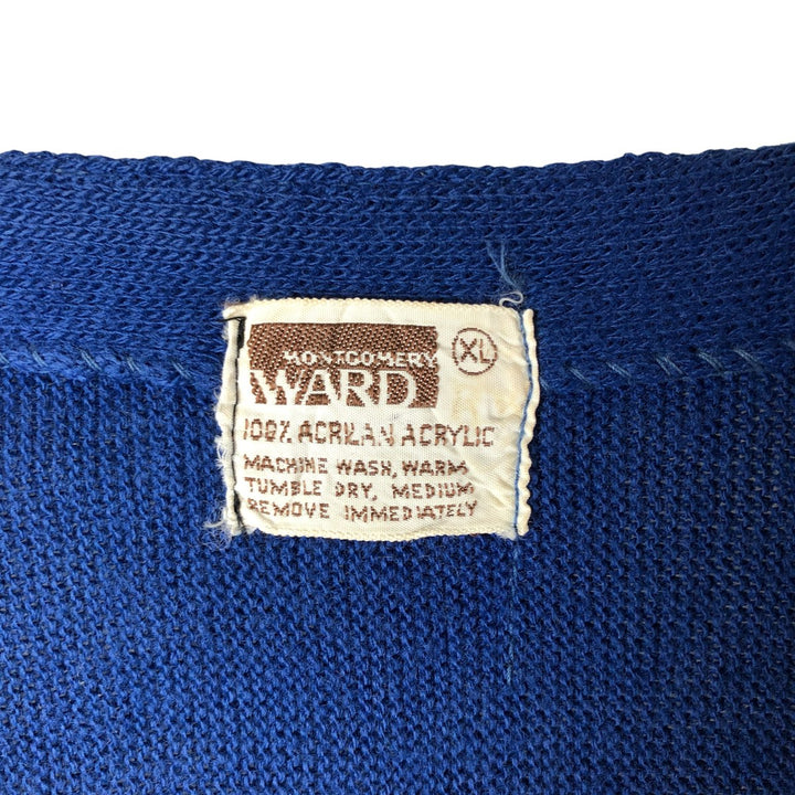 Vintage 1970'S Montgomery Ward acrylic knit cardigan, men's size XL acrylic blue type Vintage Second Hand