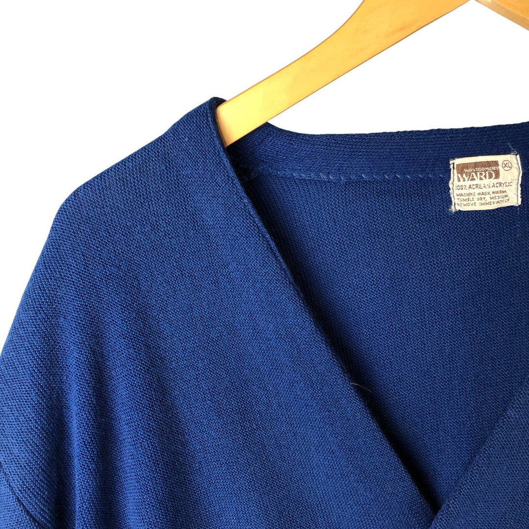 Vintage 1970'S Montgomery Ward acrylic knit cardigan, men's size XL acrylic blue type Vintage Second Hand