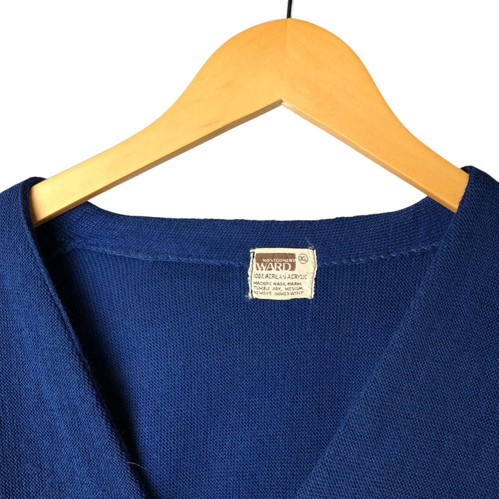 Vintage 1970'S Montgomery Ward acrylic knit cardigan, men's size XL acrylic blue type Vintage Second Hand