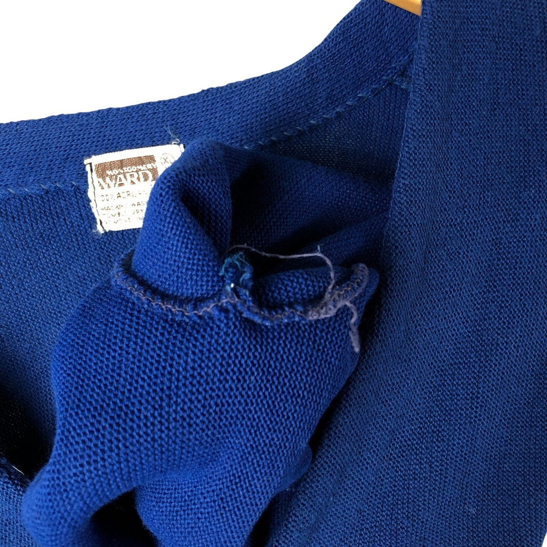 Vintage 1970'S Montgomery Ward acrylic knit cardigan, men's size XL acrylic blue type Vintage Second Hand